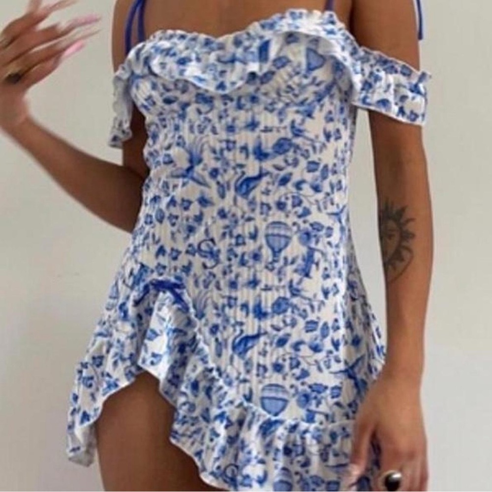 Savage X Fenty | Velvet Ruffle Chemise | Blue / White | Limited Edition